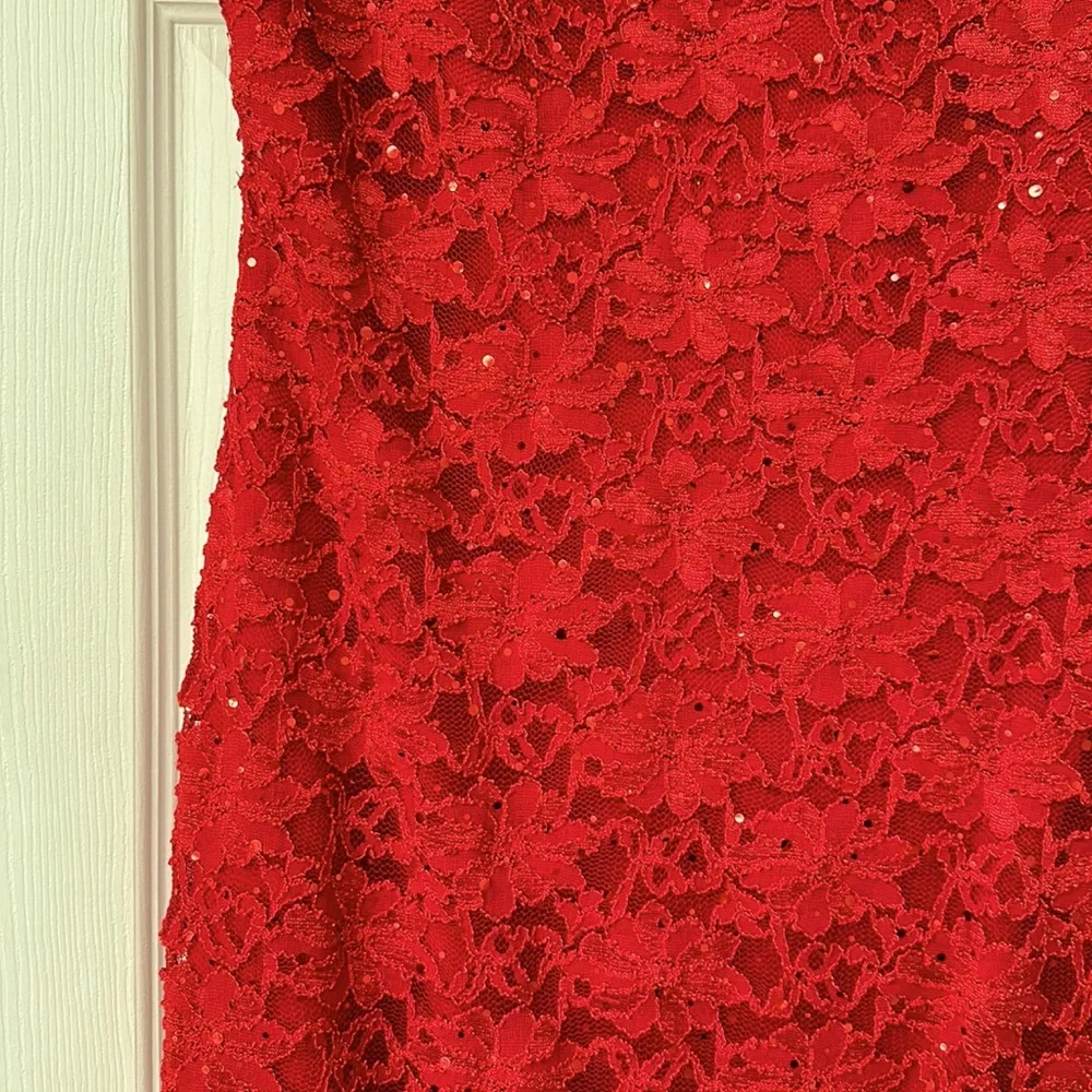 🍒Gorgeous Connect apparel, sequence cherry red dress size 8 “NWT” - Picture 3 of 9